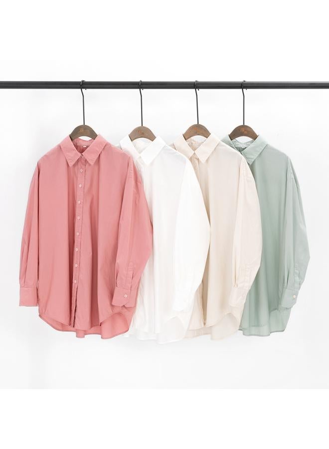 VUELO Strict Selection 24 Spring New Loose High-cut High-density Washed Wrinkled Boyfriend Style Shirt Cotton Design Sense Small Pointed Collar Lining - Image 2