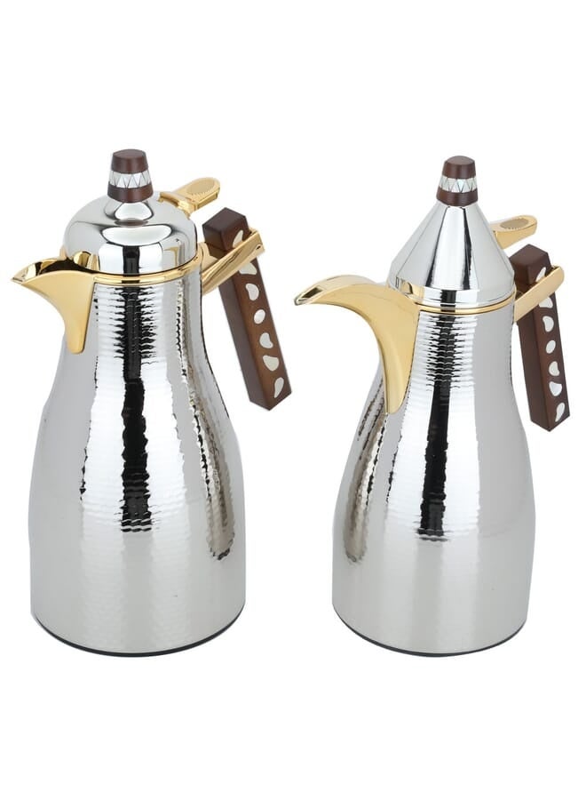 السيف غاليري طقم ترامس ميمونة السيف غاليري، قطعتين، 1/ 1 لتر، حافظة داخلية زجاج حراري، هيكل خارجي استيل - `فضي - Image 2