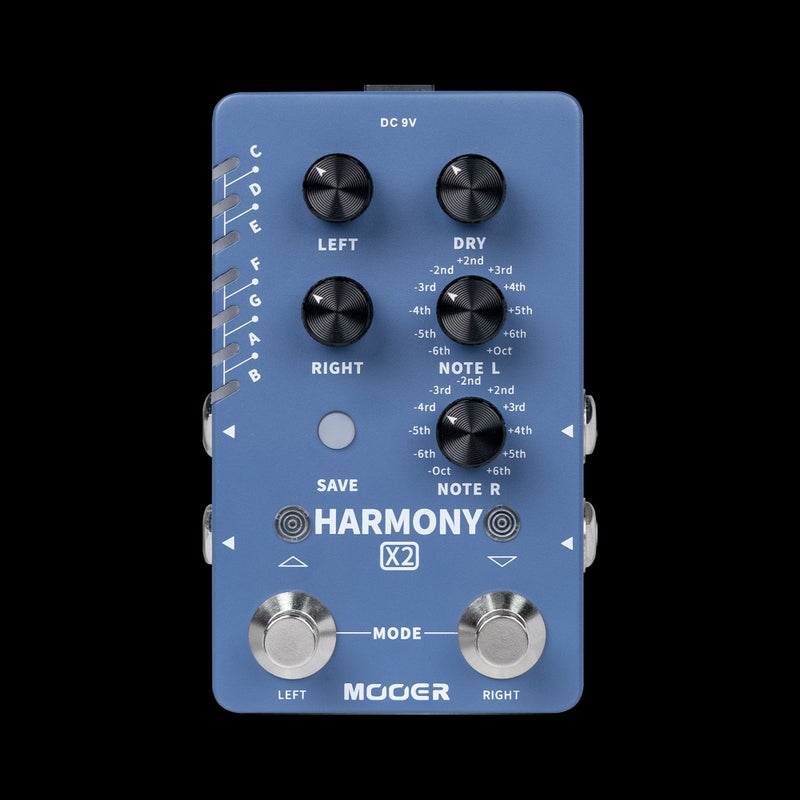 MOOER Harmony X2 Stereo Harmonizer Guitar Effect Pedal, Dual Independent Pitch Shifter, 12 Keys, Major & Minor Scale, Dual Footswitches, True  Bypass - Image 4