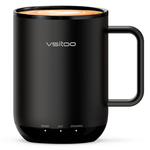 Vsitoo S3 Plus 14oz Self Heating Coffee Mug with AutoSensing AI Smart Rechargeable Heated Mug Temperature Control 120150 IPX7 Waterproof Coffee Warmer Gift for Women Men Black - Image 1