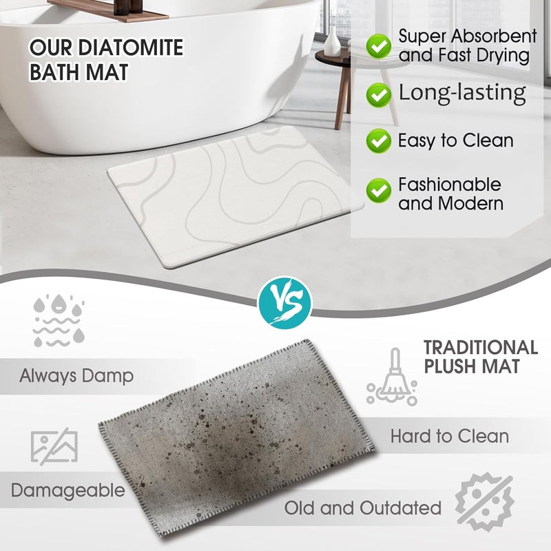 ZIKIBL Stone Bath Mat Diatomaceous Earth Shower Mat NonSlip Super Absorbent Diatomite Stone Mats for Bathroom FloorKtichen Cuonter QuickDrying Easy to Clean 2416White - Image 5