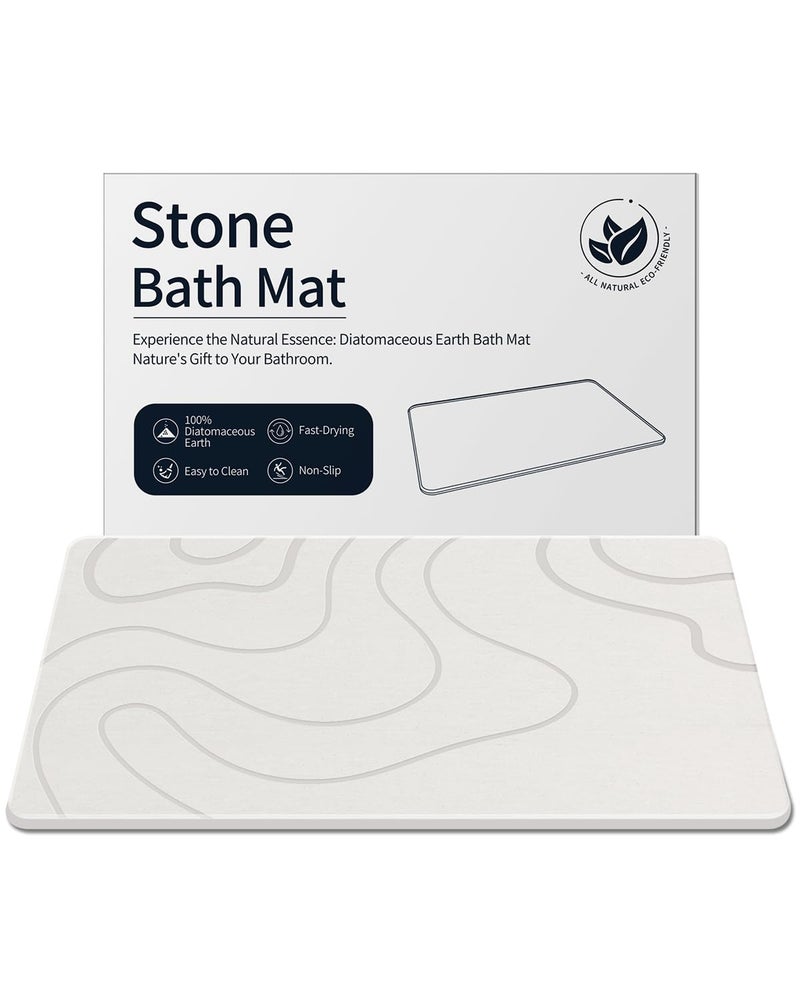 ZIKIBL Stone Bath Mat Diatomaceous Earth Shower Mat NonSlip Super Absorbent Diatomite Stone Mats for Bathroom FloorKtichen Cuonter QuickDrying Easy to Clean 2416White - Image 1