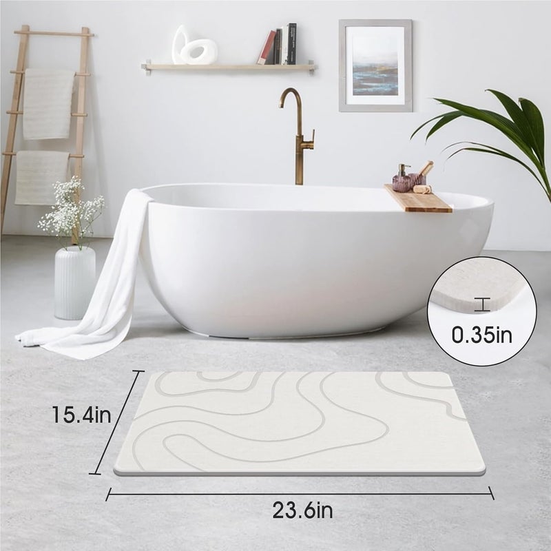 ZIKIBL Stone Bath Mat Diatomaceous Earth Shower Mat NonSlip Super Absorbent Diatomite Stone Mats for Bathroom FloorKtichen Cuonter QuickDrying Easy to Clean 2416White - Image 2
