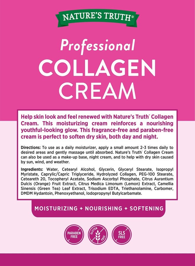 Nature's Truth Collagen Cream | 4 oz | Professional Strength | Paraben & SLS Free, Gluten Free | For Face and Body - Image 2