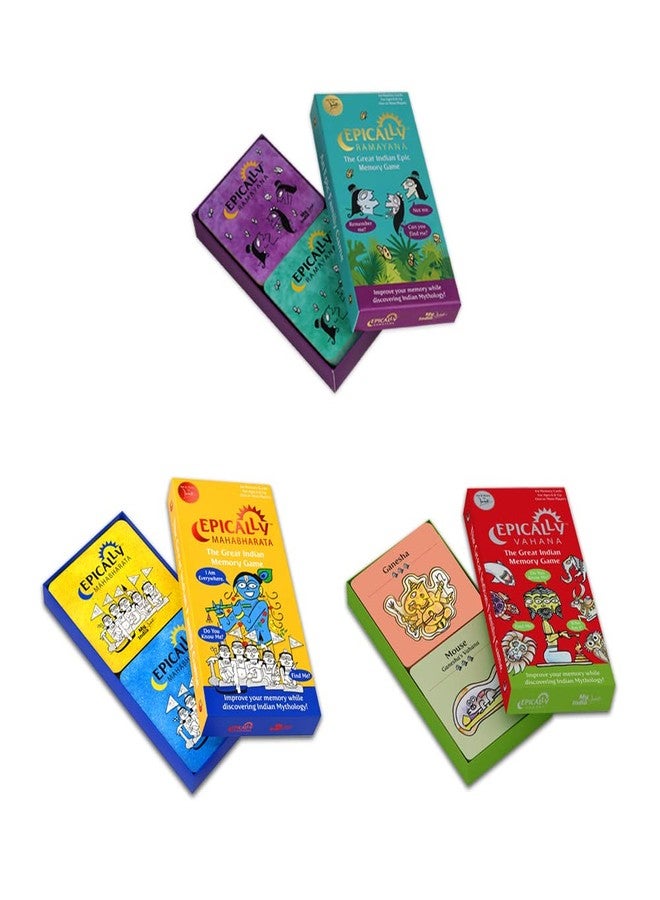 Positively Perfect Epically Ramayana Mahabharatta Vahana Memory Matching Game for Kids by Devdutt Pattanaik in English- Set of 3 Games - Image 3