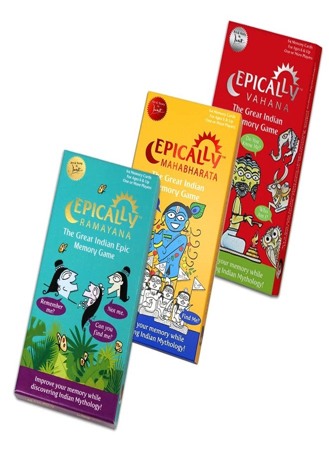 Positively Perfect Epically Ramayana Mahabharatta Vahana Memory Matching Game for Kids by Devdutt Pattanaik in English- Set of 3 Games - Image 1