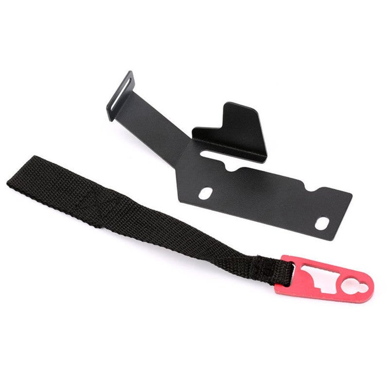 Ford F-150 Rear Seat Lock Release Kit Black Zinc Coated Bracket – Red Anodized Latch Pull With Hand Sewn Nylon Strap for Ford F-250 F-350 - Image 4