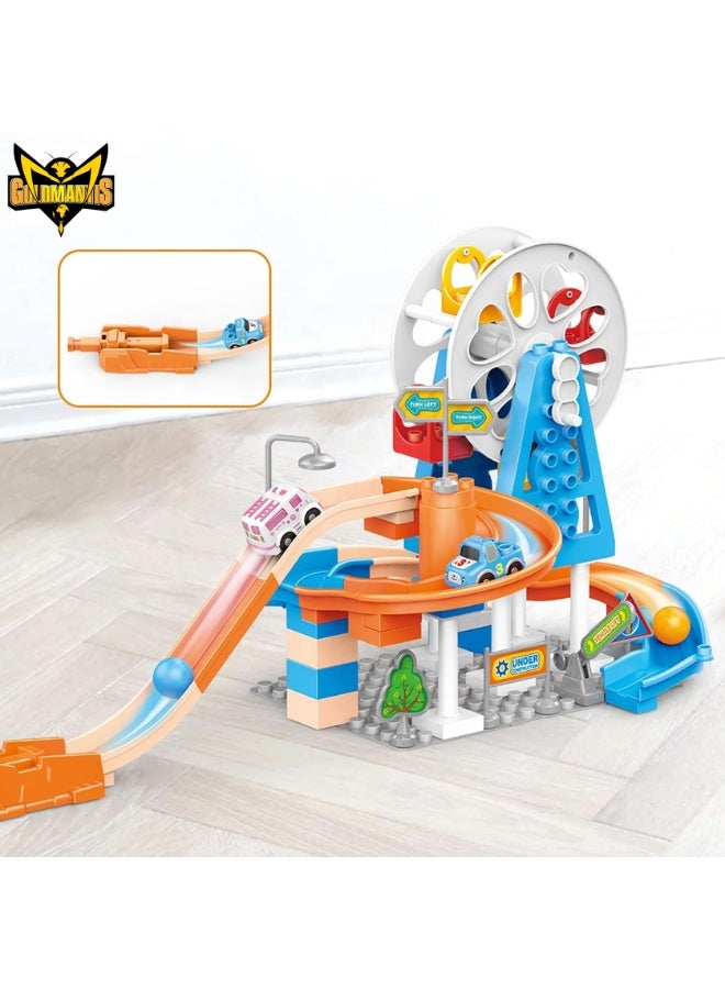 Gold Mantis Ejection Slideway Car Track Set – Automatic Pulley Track Playset with 4 Cars, Interactive Racing Toy for Kids Boys Girls, Educational Construction Set - Image 4