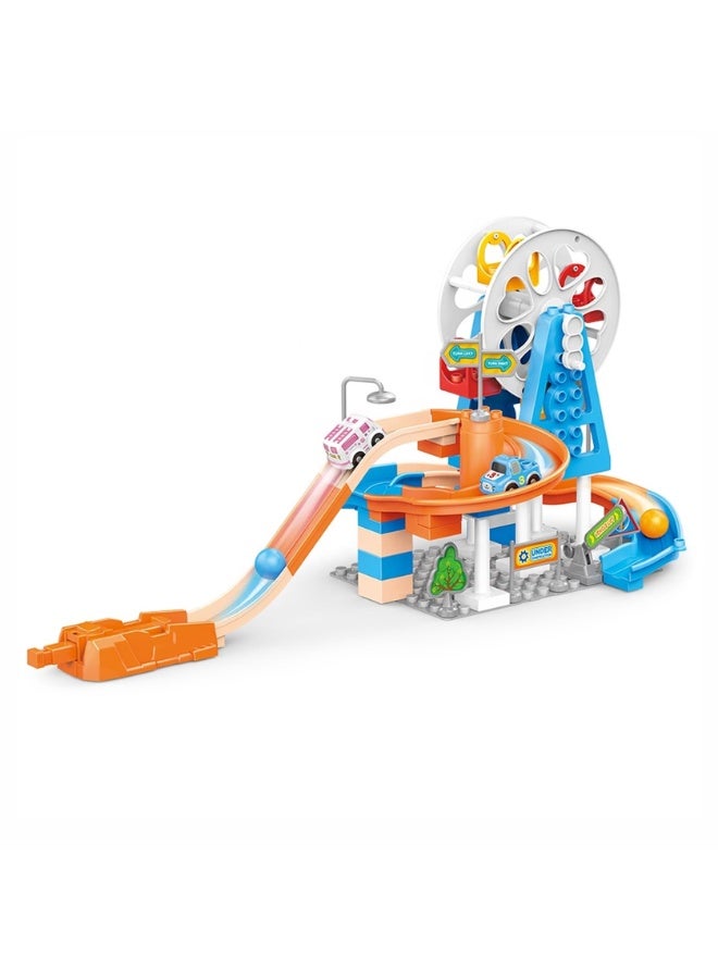 Gold Mantis Ejection Slideway Car Track Set – Automatic Pulley Track Playset with 4 Cars, Interactive Racing Toy for Kids Boys Girls, Educational Construction Set - Image 2