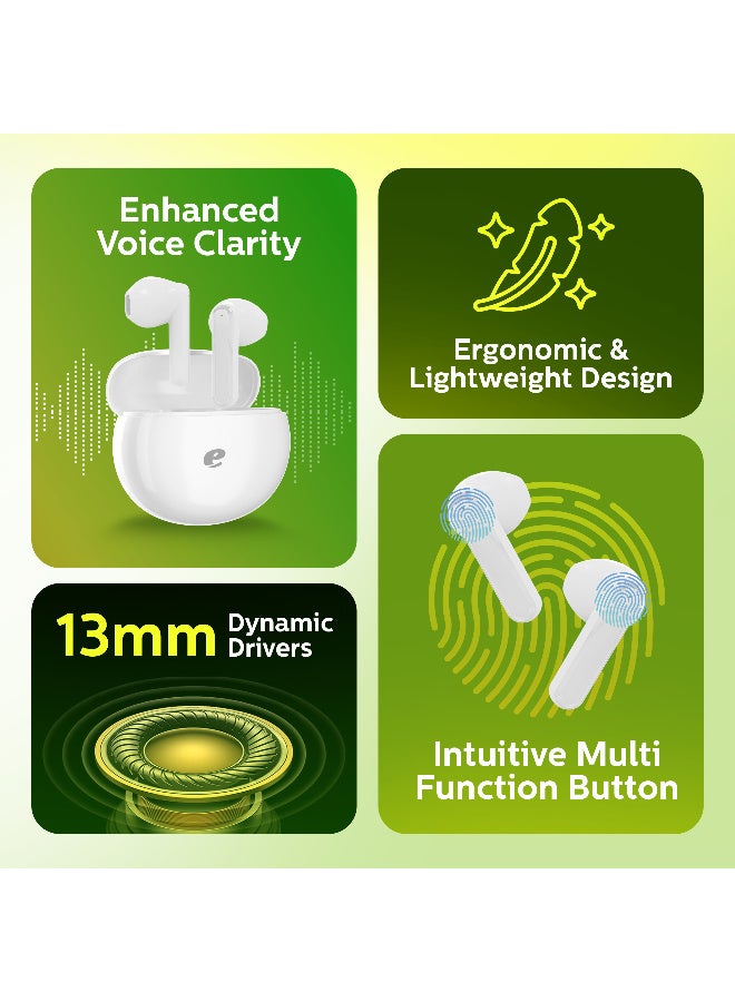 Acer True Wireless Earbuds with 13mm Large Dynamic Drivers, Bluetooth 5.2, High-Sensitivity Mic, and Type-C Fast Charging – White white - Image 2