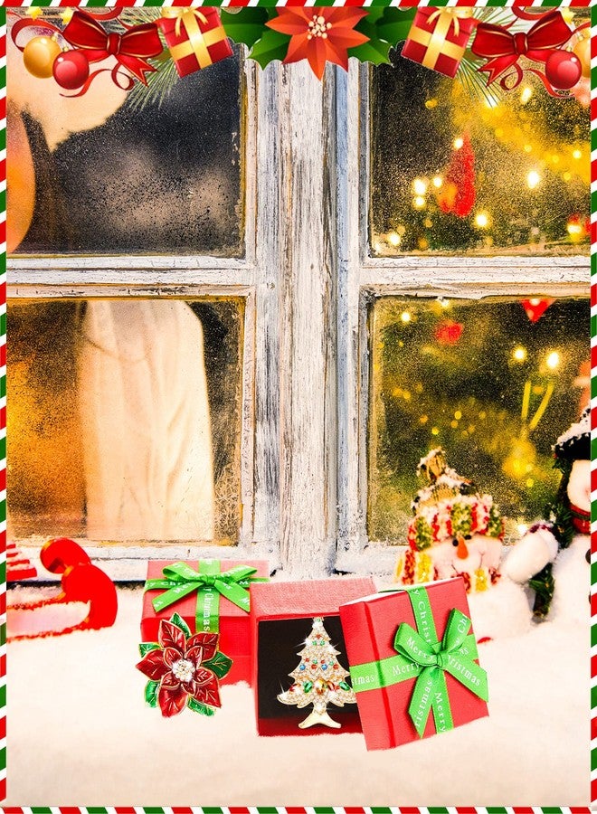 Mtlee Rhinestone Crystal Christmas Brooch Pin for Women, Red Poinsettia Brooch Crystal Christmas Tree Candy Pins Vintage Multi Colored Enamel Jewelry Gift for Girls - Image 5