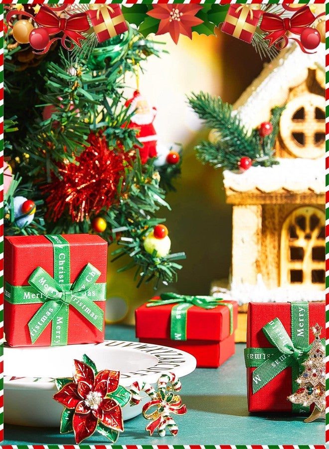 Mtlee Rhinestone Crystal Christmas Brooch Pin for Women, Red Poinsettia Brooch Crystal Christmas Tree Candy Pins Vintage Multi Colored Enamel Jewelry Gift for Girls - Image 2