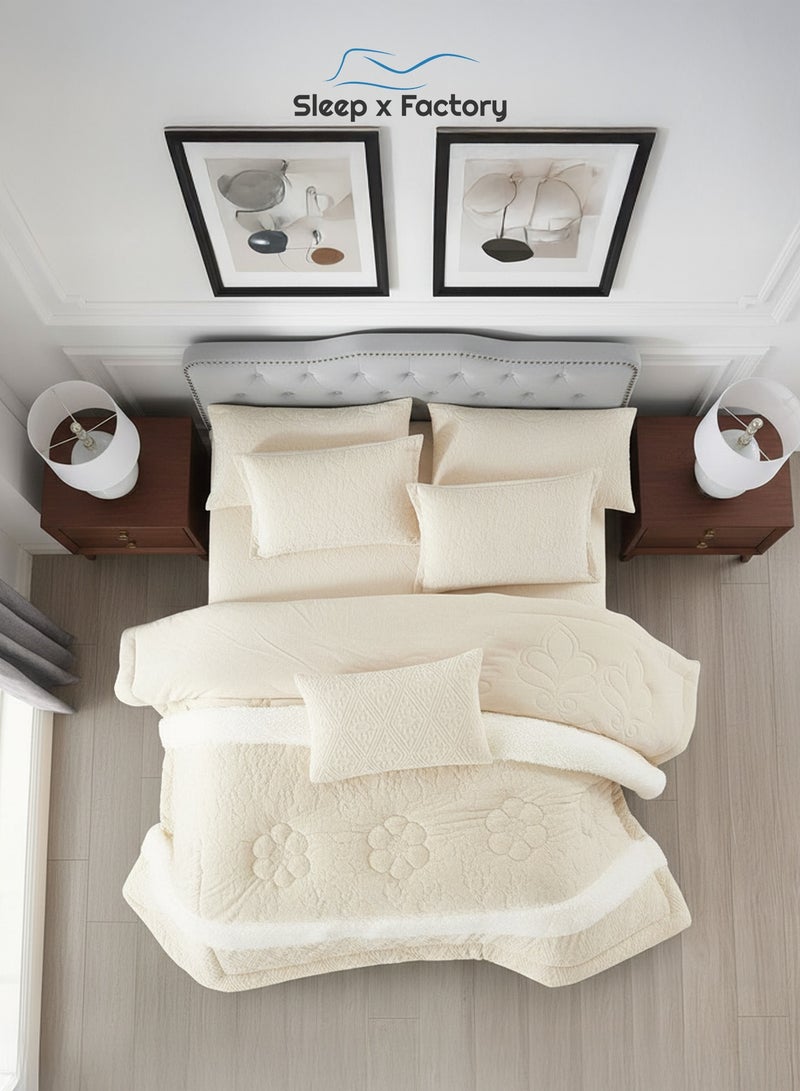 Sleep x Factory LISA 6-Piece Winter Velvet Comforter Set – King 240×260 cm - Image 3