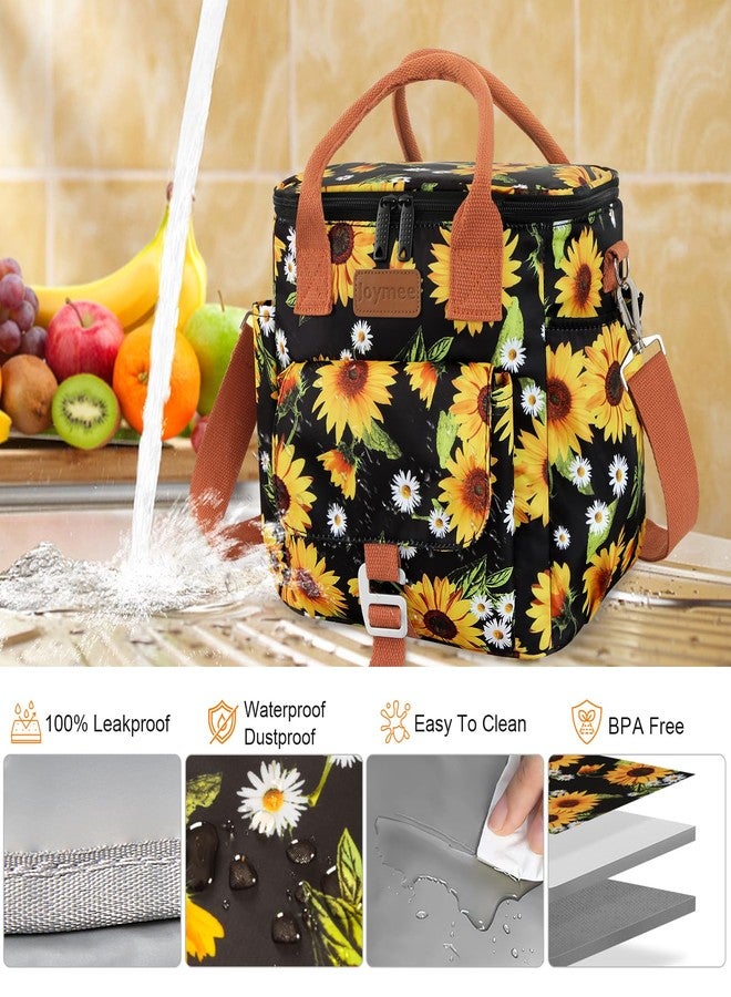 Joymee Insulated Lunch Bag for Adults Women/Men, Waterproof Lunch Box for Office Work Picnic Beach, Reusable Large Leakproof Cooler Tote Bag with Adjustable Shoulder Strap & Side Pocket, Sunflower - Image 5