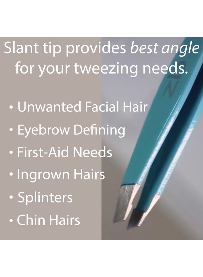 Zizzili Basics Tweezers - Limited Edition Aqua Ombré Slant Tweezer - Best Tweezers for Eyebrow, Hair Removal and Your Precision Needs - Image 3