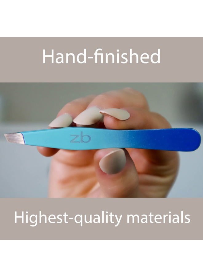 Zizzili Basics Tweezers - Limited Edition Aqua Ombré Slant Tweezer - Best Tweezers for Eyebrow, Hair Removal and Your Precision Needs - Image 4