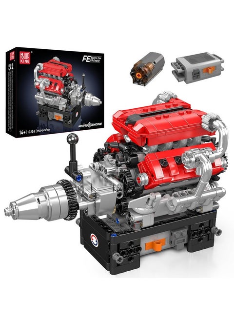 Mould King 10204 V8 Engine Building Blocks Sets, V8 Engine Model kit That Run, Build Your Own STEM Model Mini Engine, 8-Cylinder FE Car Engine Building Engineering Toys for Kids/Adults(750+PCS)