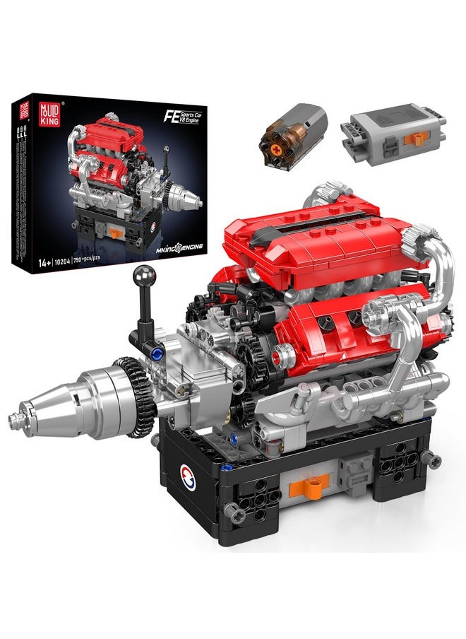 mould king Mould King 10204 V8 Engine Building Blocks Sets, V8 Engine Model kit That Run, Build Your Own STEM Model Mini Engine, 8-Cylinder FE Car Engine Building Engineering Toys for Kids/Adults(750+PCS)  - Image 1