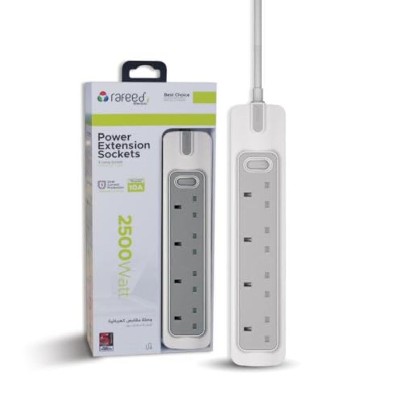 Power Extension 13A from 4 Gang,Extension Cord (5 Meter) Cable with Master Switch, Surge Protected, Multi Plug Power strip for Home Office, 5 Years Warranty - Image 1