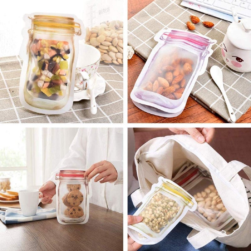 NB Mall NB Mall Jar Zipper Bags Storage for Food Grains Flours Beans Dry Fruits Reusable Zip Lock Bottles Shaped Pouches 150ml 250ml 500ml 650ml 1000ml Set of Pcs 5 6  - Image 2