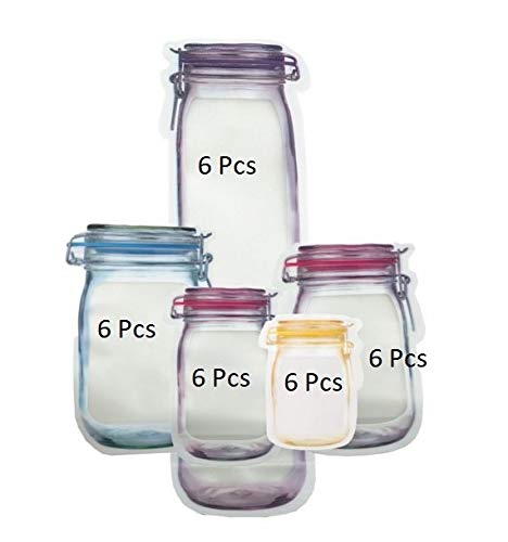 NB Mall NB Mall Jar Zipper Bags Storage for Food Grains Flours Beans Dry Fruits Reusable Zip Lock Bottles Shaped Pouches 150ml 250ml 500ml 650ml 1000ml Set of Pcs 5 6  - Image 1
