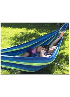 LOMESH LOMESH Light Weight Cotton Hammock 180 85 cm Fabric HammockCamping Prevent Rollover Hanging Bed Swing with 2 Hanging Ropes for Patio Porch Garden Backyard Lounging Outdoor Indoor Blue  - Image 2