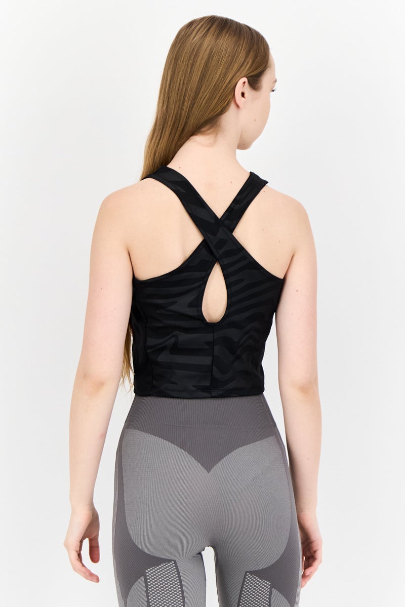 Adidas Women Sportswear Fit Sleeveless Training Crop Tank Top, Black  - Image 3