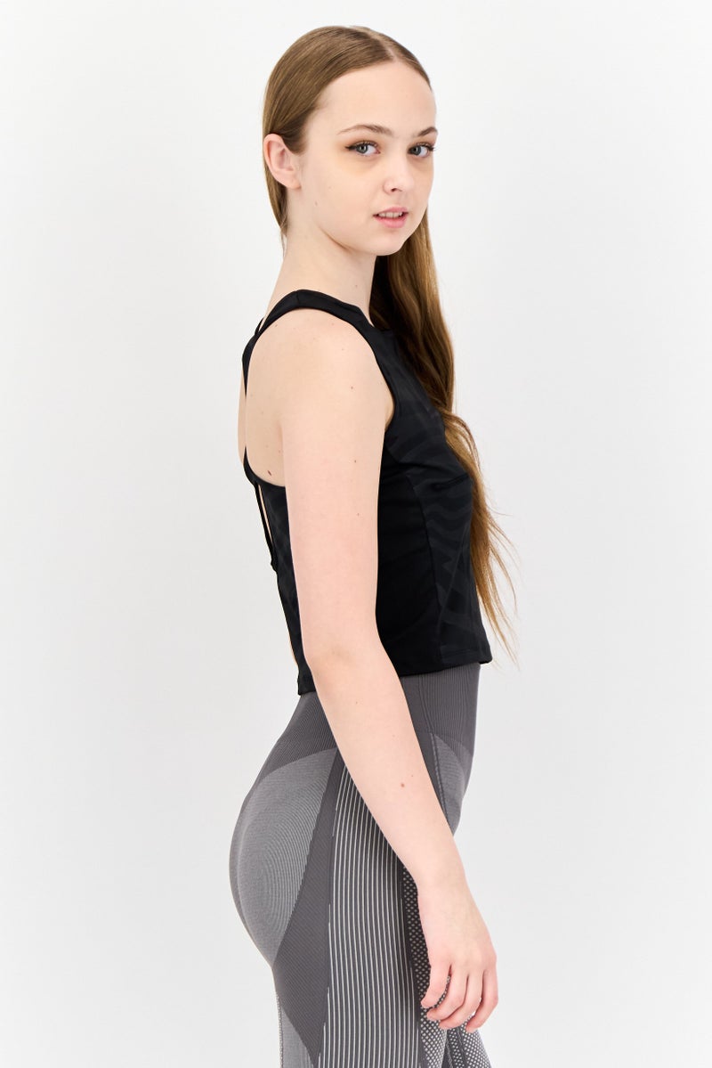Adidas Women Sportswear Fit Sleeveless Training Crop Tank Top, Black  - Image 2