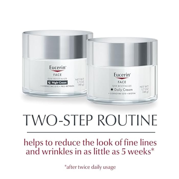 Eucerin Q10 Skin Care Set, Anti Wrinkle Daily Face Cream with Biotin (1.7 Oz) + Anti Wrinkle Night Cream with Pro-Retinol (1.7 Oz), Holiday Gifts for Self Care for All Skin Types - Image 2