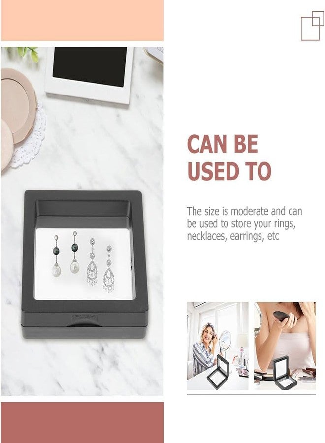 Rinpoche Trinket Jewelry Storage Box Coin Display Case Floating Display Box 3D Suspension Box for Ring, Earring, Necklace (Black) (Pack of 4) - Image 5