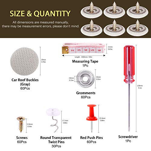Mardatt 152Pcs Car Headliner Repair Kit with Headliner Repair Button Auto Roof Repair Snap Rivets and Installation Tool for Fixing Car Interior Ceiling Sagging Headliner for All Cars (Gray) - Image 2