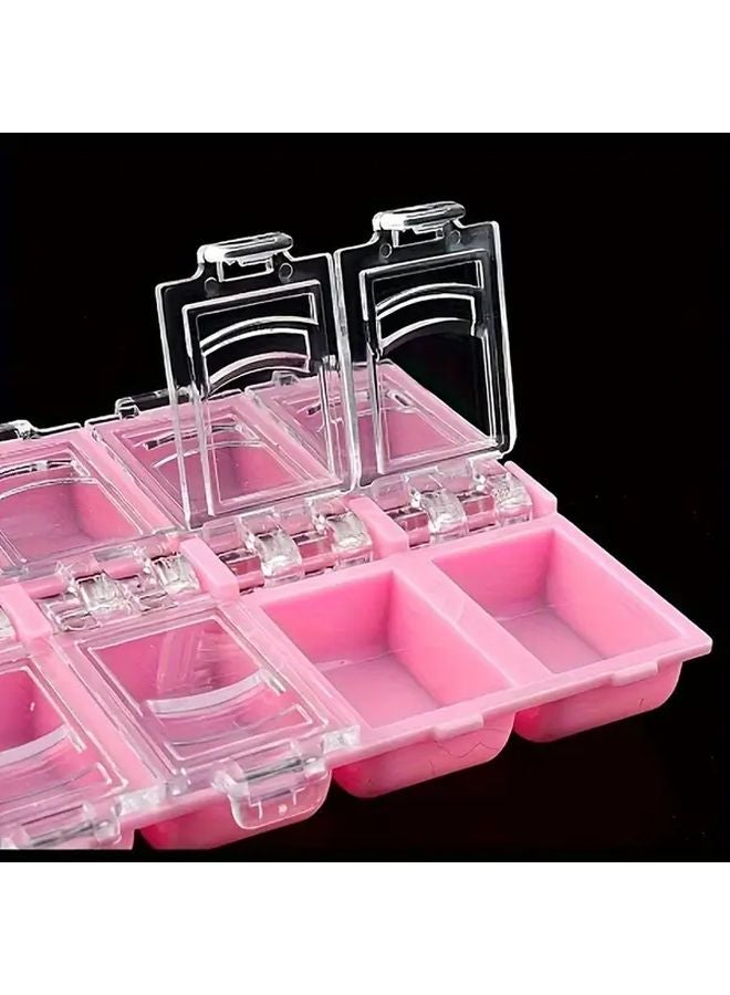 Pink Jewelry Box With Clear Lid Compartment Organizer For Beads Rhinestones Nail Tools - Image 2