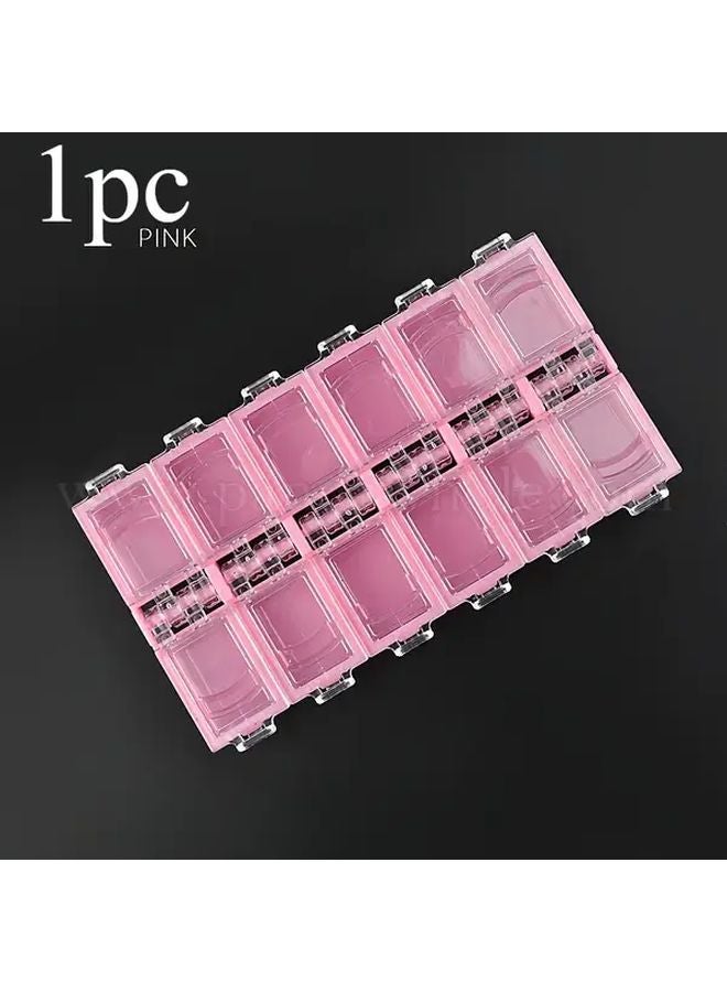Pink Jewelry Box With Clear Lid Compartment Organizer For Beads Rhinestones Nail Tools - Image 1