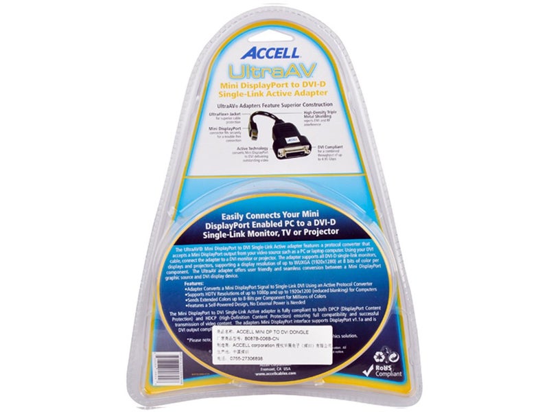 Accell mDP to DVI Adapter - Mini DisplayPort to DVI-D Single-Link Active Adapter - AMD Eyefinity Certified, 1920x1200 (WUXGA) - Image 4