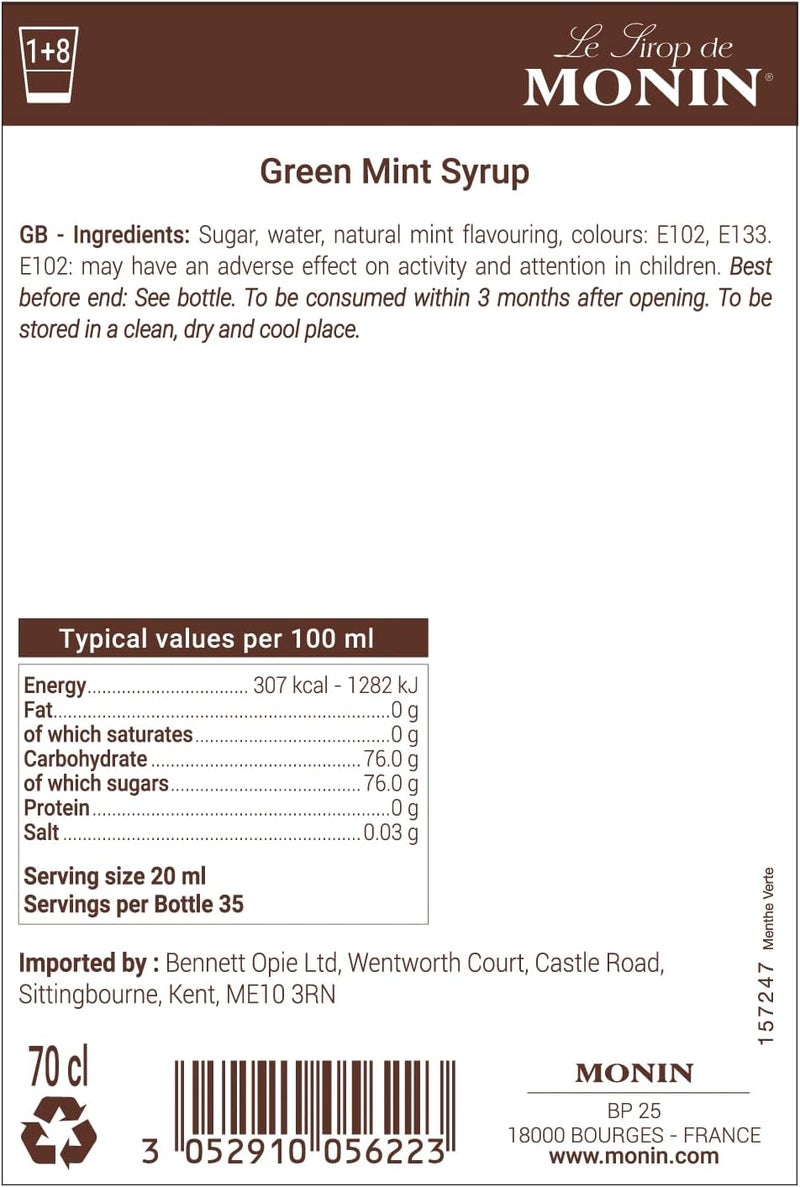 Monin Green Mint Syrup 700ml - Image 4