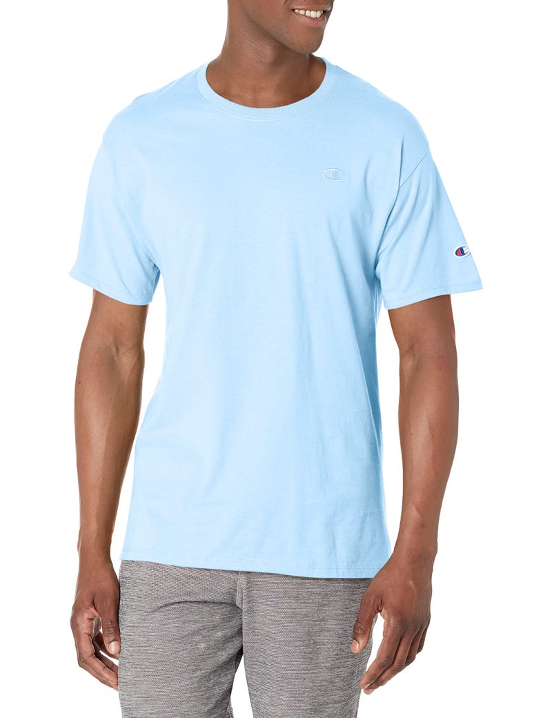 Champion Men's Classic Short Sleeve T-Shirt, Standard Fit, Midweight 100% Cotton, Available in Regular and Big & Tall, Swiss Blue, Large - Image 1