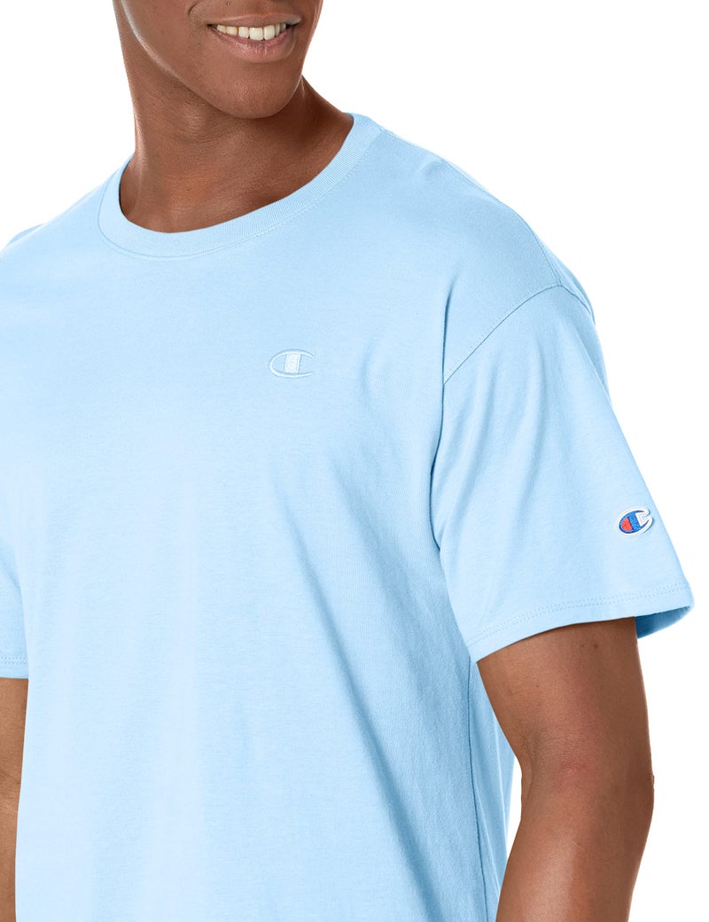 Champion Men's Classic Short Sleeve T-Shirt, Standard Fit, Midweight 100% Cotton, Available in Regular and Big & Tall, Swiss Blue, Large - Image 3