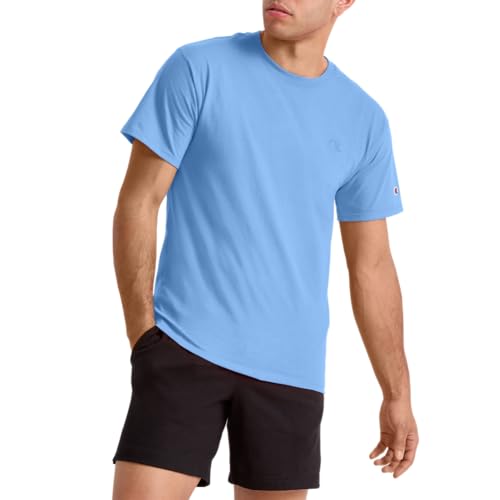 Champion Men's Classic Short Sleeve T-Shirt, Standard Fit, Midweight 100% Cotton, Available in Regular and Big & Tall, Swiss Blue, Large - Image 5