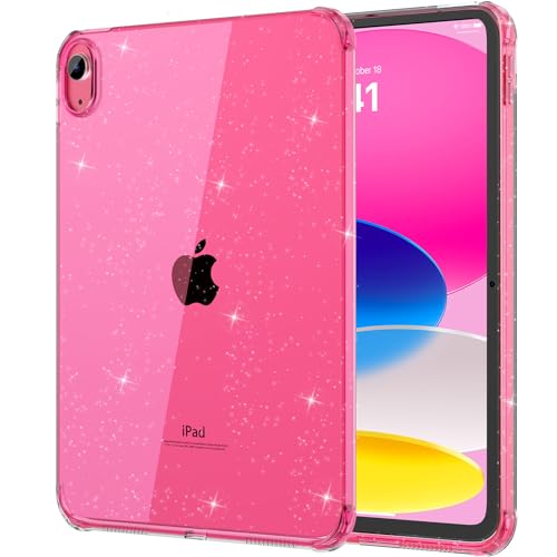 MoKo Clear Case for iPadA16 11th Generation 2025 11inch10th Generation 2022 109 inch Lightweight Soft TPU AntiScratch Ultra Clear Tablet Cover Shockproof Impact Resistant Glitter Flower Pink - Image 1