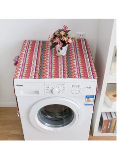 SYOSI Refrigerator Dust-Proof Cover, Cotton Washing Machine Waterproof Cover with Side Storage Bags, Multi-Purpose Top Covers, Universal Cover Cloth for Home and Kitchen (Red)  - Image 2