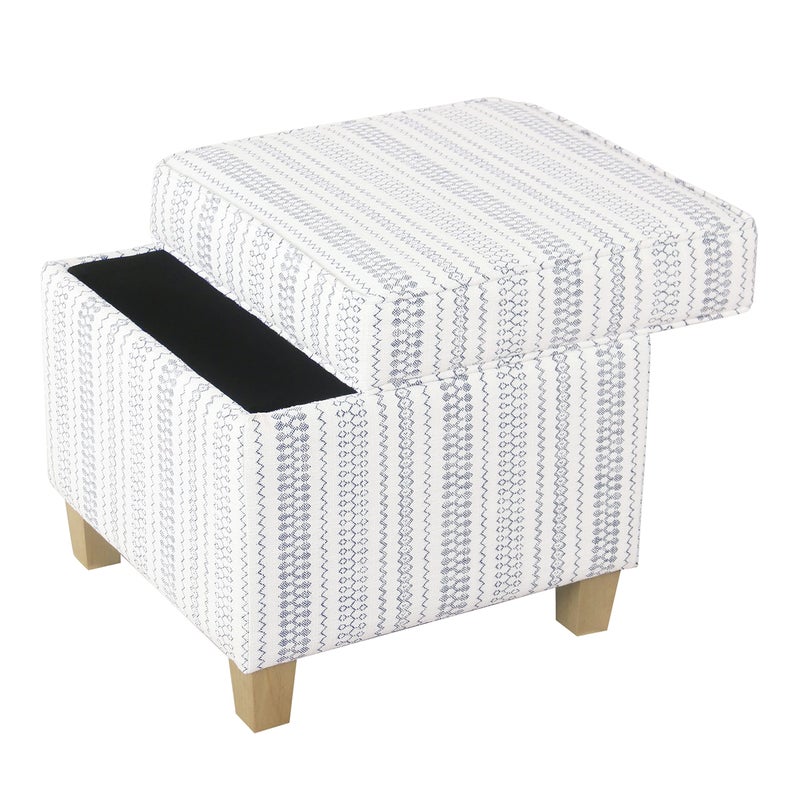 HomePop Home Decor | K7342-F2359 |Classic Square Storage Ottoman with Lift Off Lid | Ottoman with Storage for Living Room & Bedroom, Blue Stripe Large - Image 4