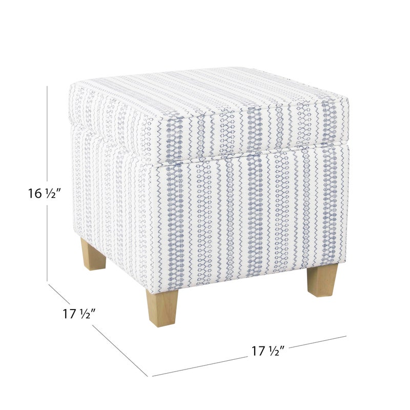 HomePop Home Decor | K7342-F2359 |Classic Square Storage Ottoman with Lift Off Lid | Ottoman with Storage for Living Room & Bedroom, Blue Stripe Large - Image 2