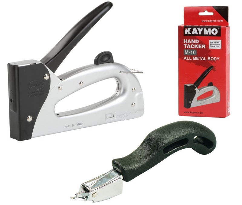 M-10 Hand Tacker with Stapler Remover | All Metal Body | 280g Lightweight Stapler | Uses 23 Series Staples | Horizontal Spring Plate | Lockable Handle | Easy Loading | One-Hand Operation