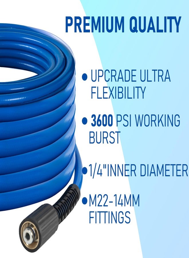 Hourleey Pressure Washer Hose 30 FT, 3600 PSI Flexible Kink Resistant Power Washer Hose Replacement, 1/4" Quick Connect Pressure Hose Extension, Blue - Image 4