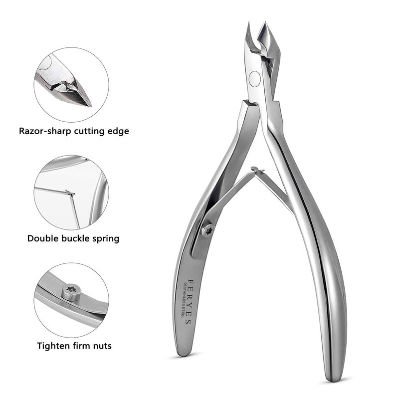 FERYES Cuticle Clipper Professional Manicure and Pedicure Cuticle Remover Tools, Medical Grade Stainless Steel Cutial Cutter, 6mm Jaw- 1 Piece (Silver) - Image 3