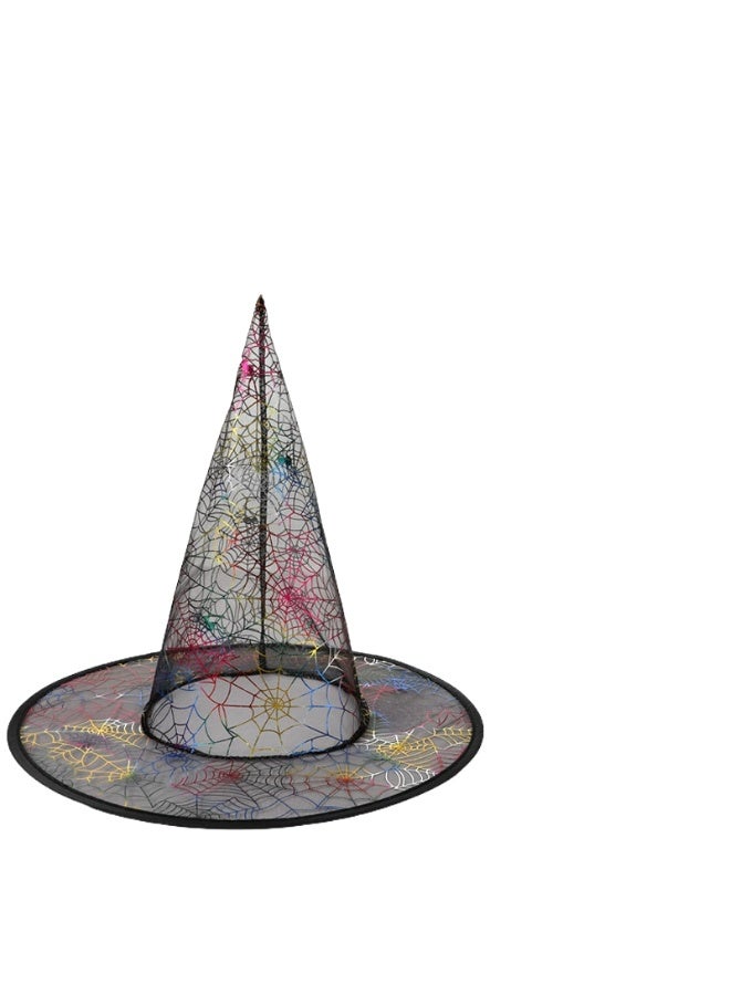 Halloween Ball Party Hats: Witch Hat, Wizard Hat, Veil Hat, Printed Pumpkin Hat, Black Pointed Hat - Image 1