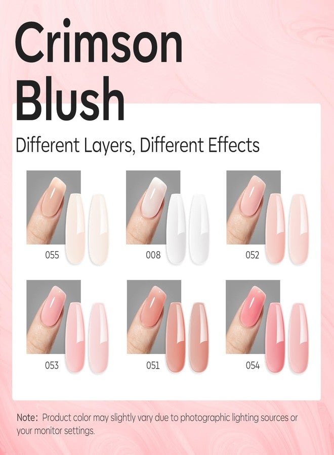 modelones Builder Nail Gel Polish Set, Base Colors 8-in-One Jelly Nude Pink Clear Builder Nail Gel for Nails Strengthener Hard Extension Rubber Lamp Cured 6 Colors - Image 2