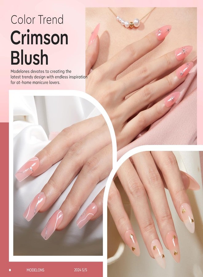 modelones Builder Nail Gel Polish Set, Base Colors 8-in-One Jelly Nude Pink Clear Builder Nail Gel for Nails Strengthener Hard Extension Rubber Lamp Cured 6 Colors - Image 3