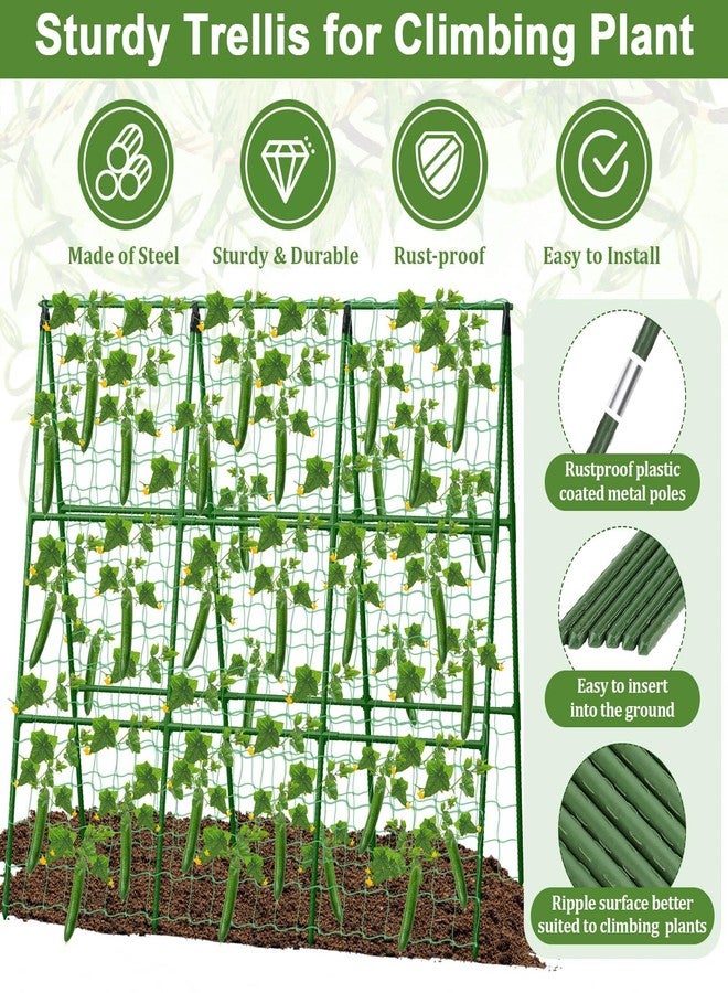 Tidponra Cucumber Trellis for Garden, 47 x 52 Inches A Frame Gardening Trellis with Fabric Raised Garden Bed, Climbing Net and Plant Support Clips for Climbing Plants - Image 3