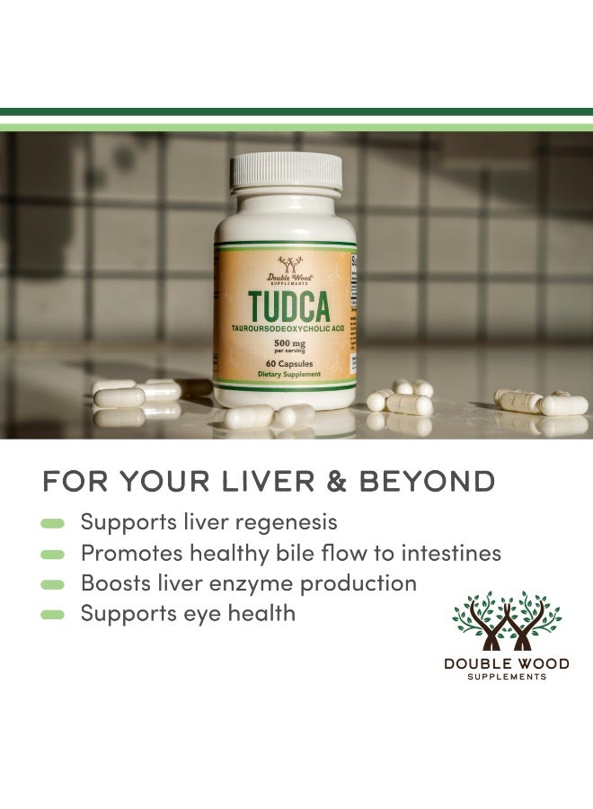 Double Wood Supplements Double Wood TUDCA 500 mg – Tauroursodeoxycholic Acid Dietary Supplement – 60 Capsules - Image 4